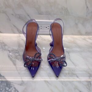 Amina Muaddi Begum Glass crystal-embellished PVC Slingback Pump NWT